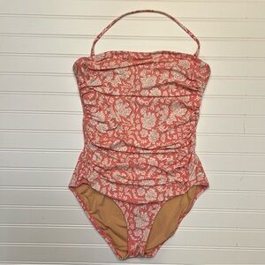 J. Crew Coral Floral One Piece Swimsuit